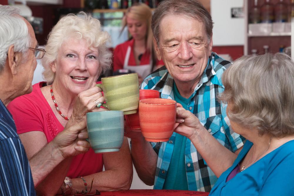 toasting with senior friends